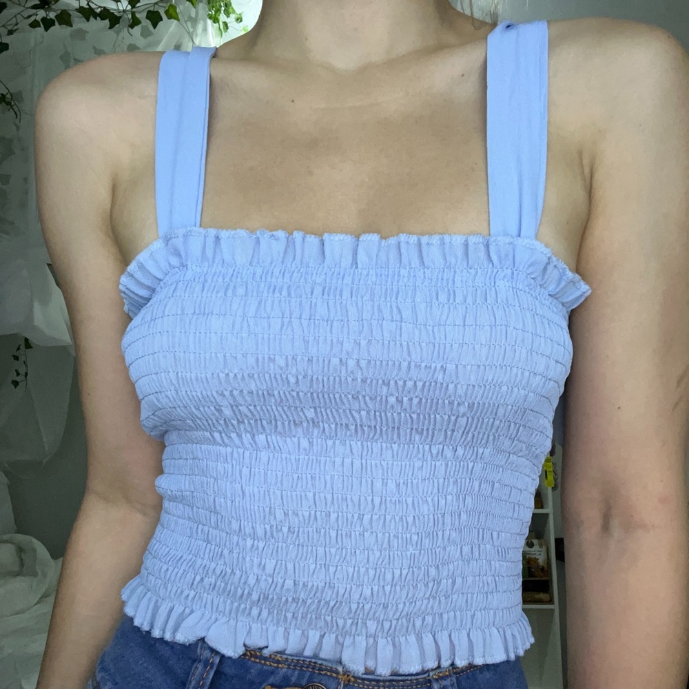 Ruffled Baby blue crop top